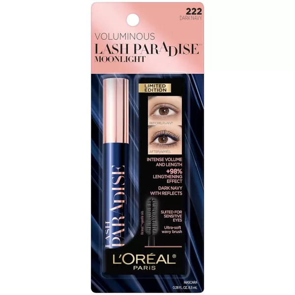 L'Oreal Paris Makeup Lash Paradise Mascara, Voluptuous Volume, Intense Length, Feathery Soft Full Lashes, No Flaking, No Smudging, No Clumping, Black, 0.25 Fl Oz 