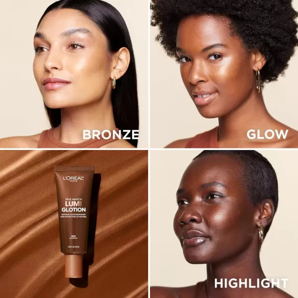 L'Oreal Paris Makeup True Match Lumi Glotion, Natural Glow Enhancer, Illuminator Highlighter Skin Tint, for an All Day Radiant Glow, Medium, 1.35 Ounces