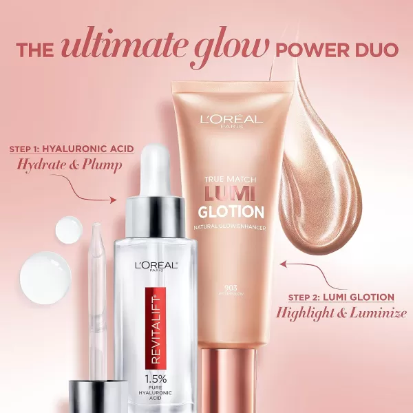 L'Oreal Paris Makeup True Match Lumi Glotion, Natural Glow Enhancer, Illuminator Highlighter Skin Tint, for an All Day Radiant Glow, Medium, 1.35 Ounces
