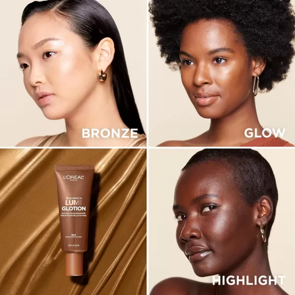 L'Oreal Paris Makeup True Match Lumi Glotion, Natural Glow Enhancer, Illuminator Highlighter Skin Tint, for an All Day Radiant Glow, Medium, 1.35 Ounces