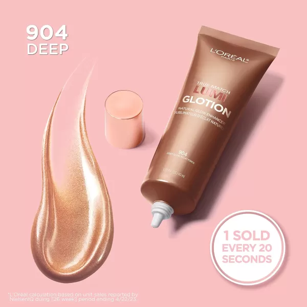 L'Oreal Paris Makeup True Match Lumi Glotion, Natural Glow Enhancer, Illuminator Highlighter Skin Tint, for an All Day Radiant Glow, Medium, 1.35 Ounces