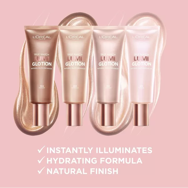 L'Oreal Paris Makeup True Match Lumi Glotion, Natural Glow Enhancer, Illuminator Highlighter Skin Tint, for an All Day Radiant Glow, Medium, 1.35 Ounces