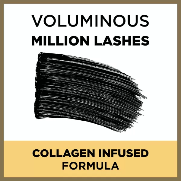 L’Oreal Paris Makeup Voluminous Million Lashes Mascara, Volumizing Collagen Infused Eye Makeup, Amplifying Mascara Brush, Washable, Blackest Black, 0.3 Fl Oz., 2 Count