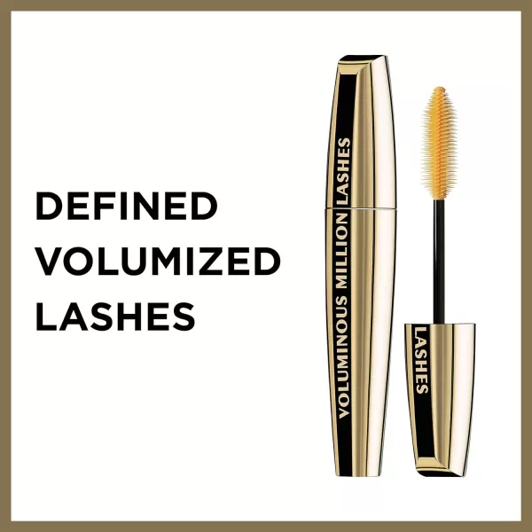 L’Oreal Paris Makeup Voluminous Million Lashes Mascara, Volumizing Collagen Infused Eye Makeup, Amplifying Mascara Brush, Washable, Blackest Black, 0.3 Fl Oz., 2 Count