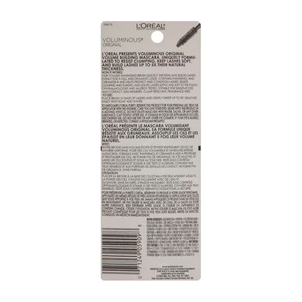 L’Oreal Paris Makeup Voluminous Original Volume Building Mascara, Carbon Black, 0.26 Fl Oz