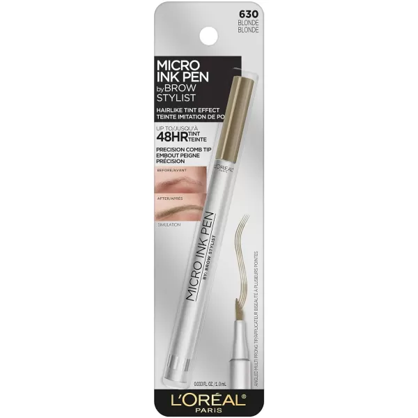 L'Oreal Paris Micro Ink Pen by Brow Stylist, Longwear Brow Tint, Hair-Like Effect, Up to 48HR Wear, Precision Comb Tip, Brunette, 0.033 fl; oz.