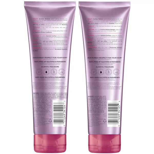 L'Oreal Paris Moisture Sulfate Free Shampoo and Conditioner Set, Hair Care for Color-Treated Hair with Rosemary Botanicals, EverPure, 1 Kit