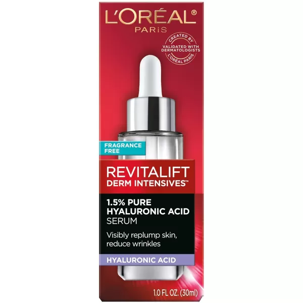 L'Oreal Paris Revitalift 1.5% Pure Hyaluronic Acid Face Serum, Hydrate &amp; Reduce Wrinkles, Fragrance Free 1.7 oz