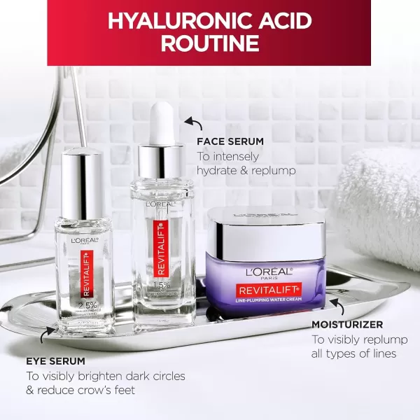 L'Oreal Paris Revitalift 1.5% Pure Hyaluronic Acid Face Serum, Hydrate &amp; Reduce Wrinkles, Fragrance Free 1.7 oz
