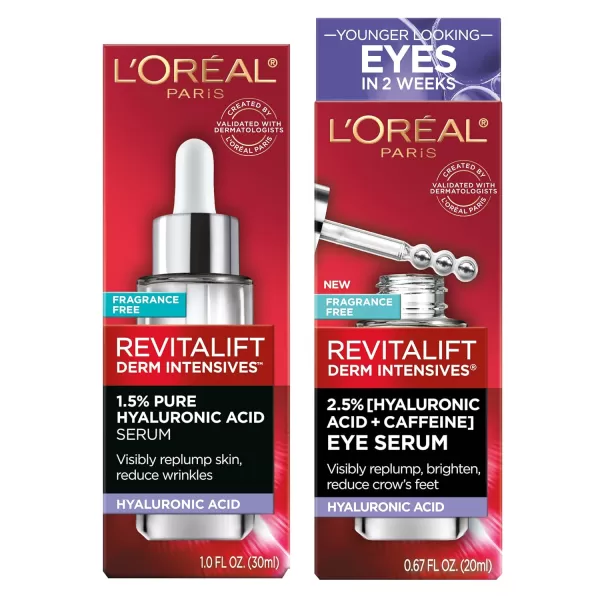 L'Oreal Paris Revitalift 1.5% Pure Hyaluronic Acid Face Serum, Hydrate &amp; Reduce Wrinkles, Fragrance Free 1.7 oz
