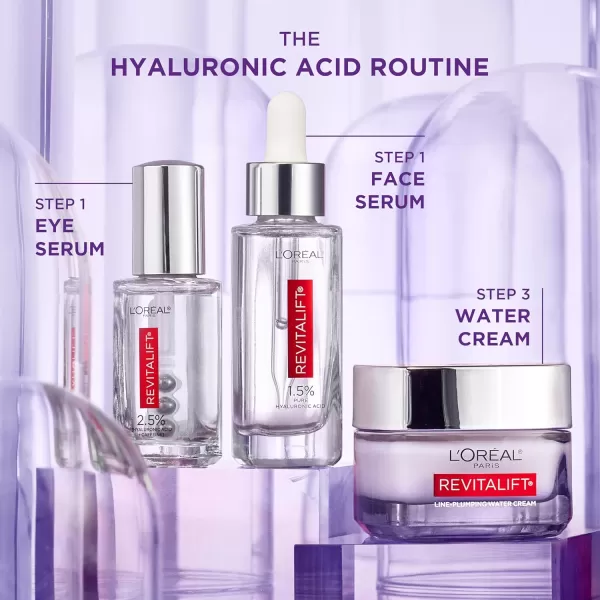 L'Oreal Paris Revitalift 1.5% Pure Hyaluronic Acid Face Serum, Hydrate &amp; Reduce Wrinkles, Fragrance Free 1.7 oz