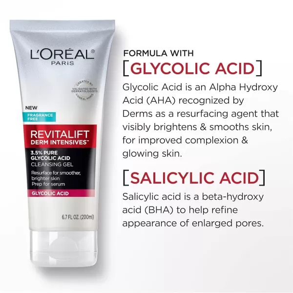 L'Oreal Paris Revitalift 3.5% Pure Glycolic Acid Brightening Cleansing Gel wth Salicylic Acid 6.7 fl oz)