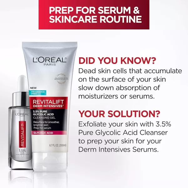 L'Oreal Paris Revitalift 3.5% Pure Glycolic Acid Brightening Cleansing Gel wth Salicylic Acid 6.7 fl oz)