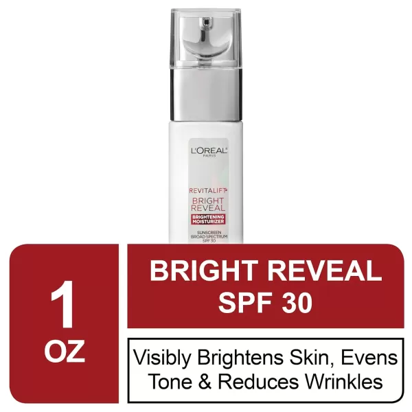 L'Oréal Paris Revitalift Bright Reveal Anti-Aging Day Cream with SPF 30 with Glycolic Acid, Vitamin C &amp; Pro-Retinol, Reduce Wrinkles 1 fl. oz.
