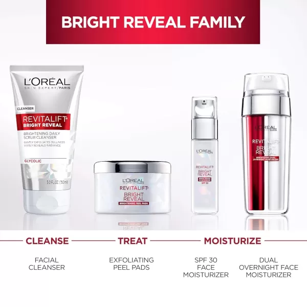 L'Oréal Paris Revitalift Bright Reveal Anti-Aging Day Cream with SPF 30 with Glycolic Acid, Vitamin C &amp; Pro-Retinol, Reduce Wrinkles 1 fl. oz.