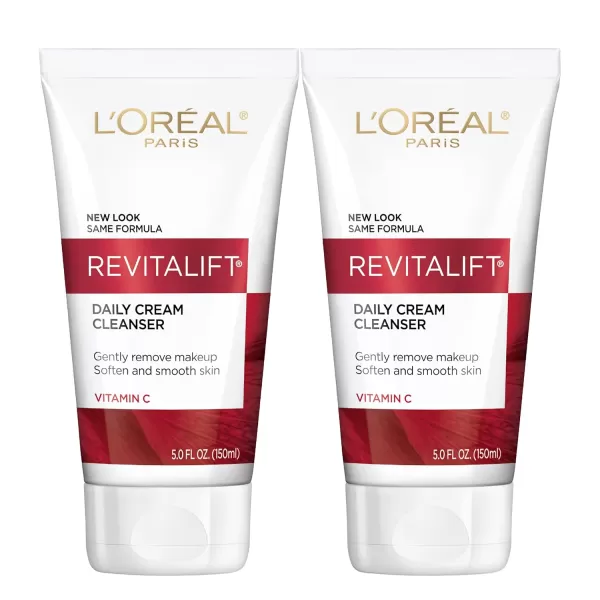 L'Oreal Paris Revitalift Daily Cream Cleanser, Gentle Makeup Remover Face Wash with Vitamin C 5 fl. oz 