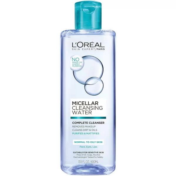 L'Oreal Paris Skincare Micellar Cleansing Water Complete Cleanser to Remove Makeup, Gentle Cleanser, Makeup Remover, 13.5 Fl Oz
