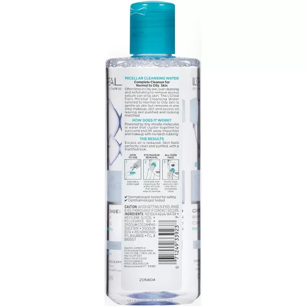 L'Oreal Paris Skincare Micellar Cleansing Water Complete Cleanser to Remove Makeup, Gentle Cleanser, Makeup Remover, 13.5 Fl Oz