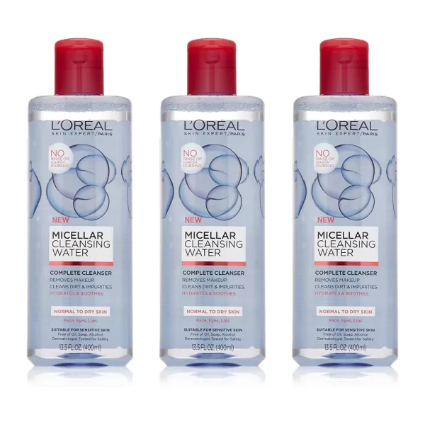 L'Oreal Paris Skincare Micellar Cleansing Water Complete Cleanser to Remove Makeup, Gentle Cleanser, Makeup Remover, 13.5 Fl Oz