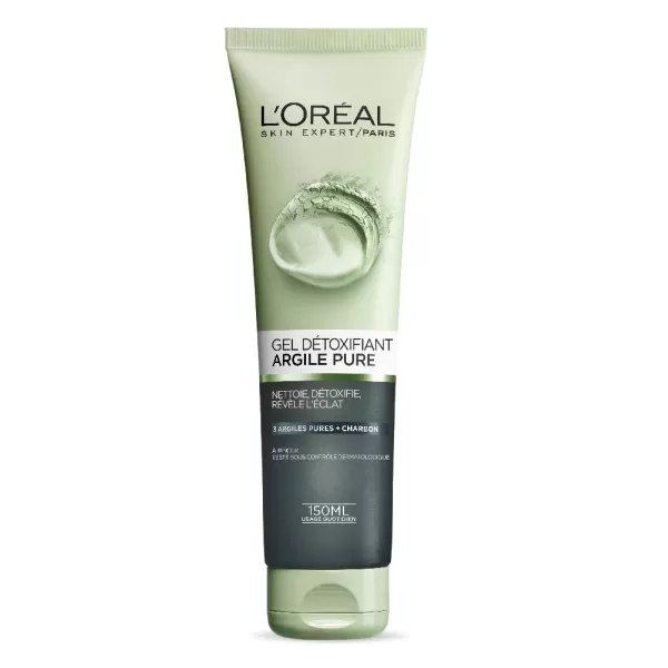 L'Oreal Paris Skincare Pure-Clay Facial Cleanser with Charcoal for Dull and Tired Skin to Detox and Brighten, Face Wash for All Skin Types, 4.4 fl; oz.)