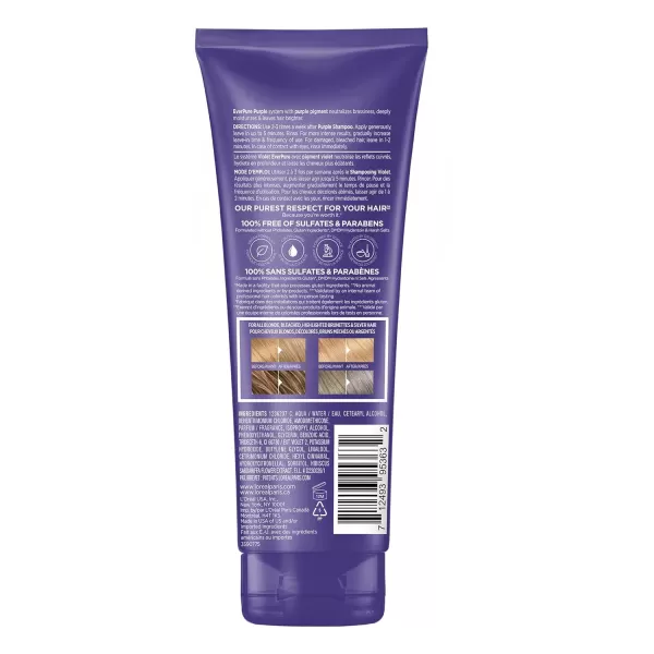 L’Oreal Paris Sulfate Free Brass Toning Purple Conditioner for Blonde, Bleached, Silver, or Brown Highlighted Hair, EverPure, 23 Fl Oz 