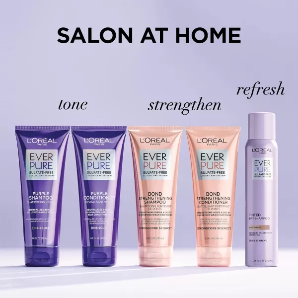 L’Oreal Paris Sulfate Free Brass Toning Purple Conditioner for Blonde, Bleached, Silver, or Brown Highlighted Hair, EverPure, 23 Fl Oz 