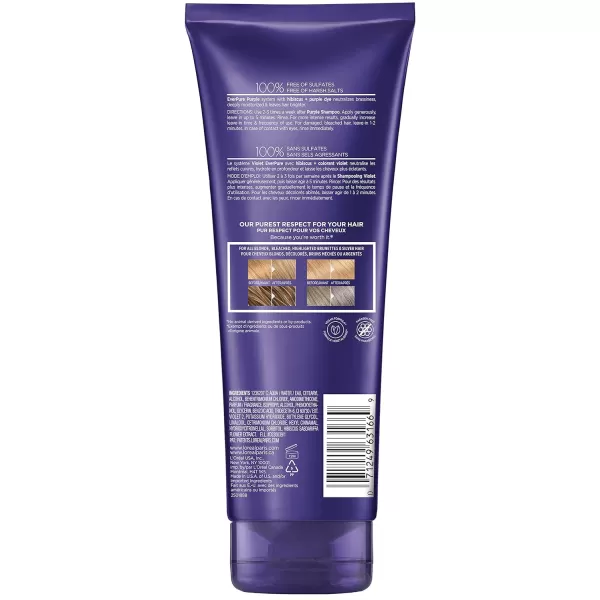 L’Oreal Paris Sulfate Free Brass Toning Purple Conditioner for Blonde, Bleached, Silver, or Brown Highlighted Hair, EverPure, 23 Fl Oz 
