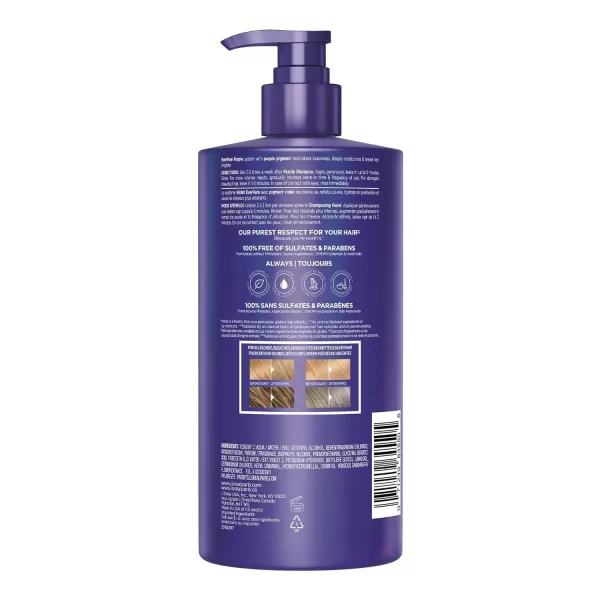 L’Oreal Paris Sulfate Free Brass Toning Purple Conditioner for Blonde, Bleached, Silver, or Brown Highlighted Hair, EverPure, 23 Fl Oz 
