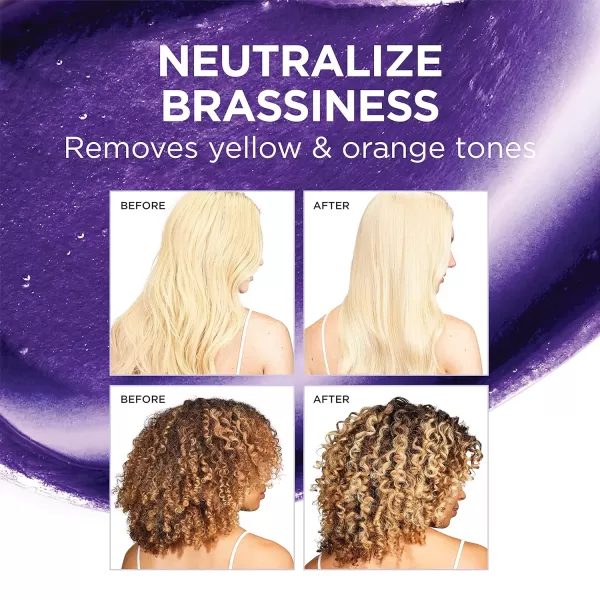L’Oreal Paris Sulfate Free Brass Toning Purple Conditioner for Blonde, Bleached, Silver, or Brown Highlighted Hair, EverPure, 23 Fl Oz 