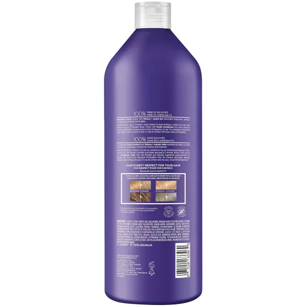 L’Oreal Paris Sulfate Free Brass Toning Purple Shampoo for Blonde, Bleached, Silver, or Brown Highlighted Hair, EverPure, 6.8 Fl Oz 