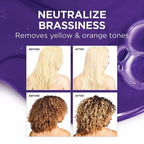 L’Oreal Paris Sulfate Free Brass Toning Purple Shampoo for Blonde, Bleached, Silver, or Brown Highlighted Hair, EverPure, 6.8 Fl Oz 