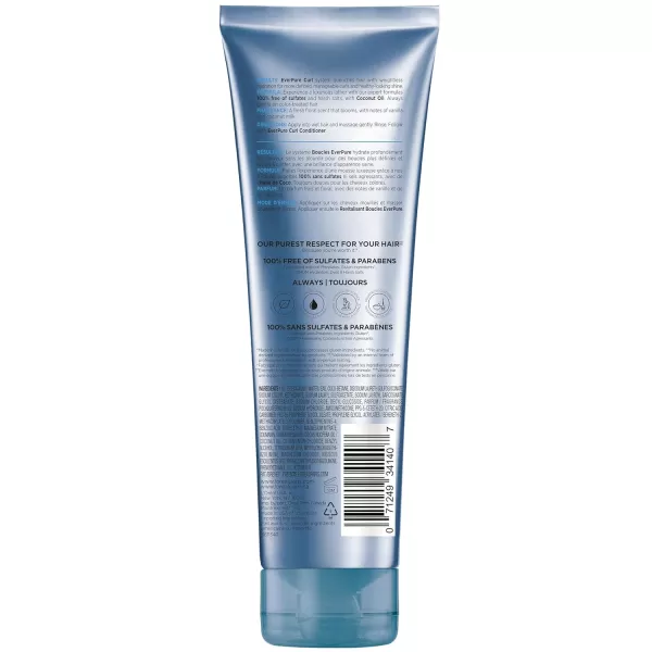 L'Oreal Paris Sulfate Free Shampoo and Conditioner for Curly Hair, Lightweight, Anti-Frizz Hair Care with Coconut Oil, EverPure, 8.5 Fl Oz, Set of 2 