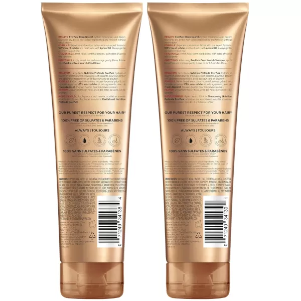 L'Oreal Paris Sulfate Free Shampoo and Conditioner for Dry Hair, Triple Action Hydration for Dry, Brittle or Color Treated Hair, Apricot Oil Infused Hair Care, EverPure, 8.5 Fl Oz, Set of 2