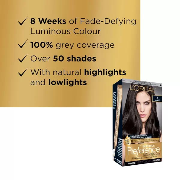 L'Oreal Paris Superior Preference Fade-Defying + Shine Permanent Hair Color, 9.5N Lightest Natural Blonde, Pack of 3, Hair Dye