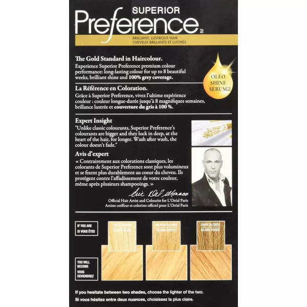 L'Oreal Paris Superior Preference Fade-Defying + Shine Permanent Hair Color, 9.5N Lightest Natural Blonde, Pack of 3, Hair Dye