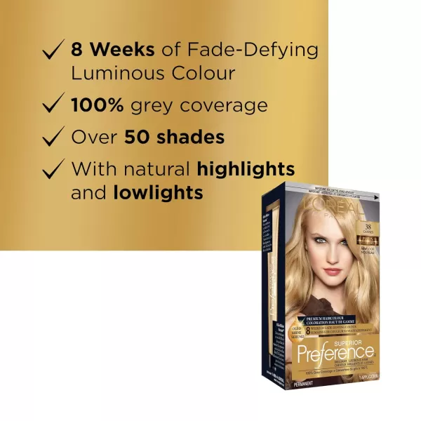 L'Oreal Paris Superior Preference Fade-Defying + Shine Permanent Hair Color, 9.5N Lightest Natural Blonde, Pack of 3, Hair Dye