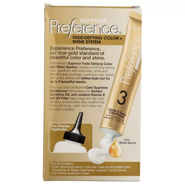 L'Oreal Paris Superior Preference Fade-Defying + Shine Permanent Hair Color, 9.5N Lightest Natural Blonde, Pack of 3, Hair Dye