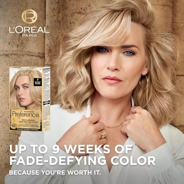 L'Oreal Paris Superior Preference Fade-Defying + Shine Permanent Hair Color, 9.5N Lightest Natural Blonde, Pack of 3, Hair Dye