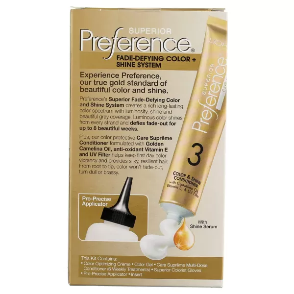 L'Oreal Paris Superior Preference Fade-Defying + Shine Permanent Hair Color, 9.5N Lightest Natural Blonde, Pack of 3, Hair Dye
