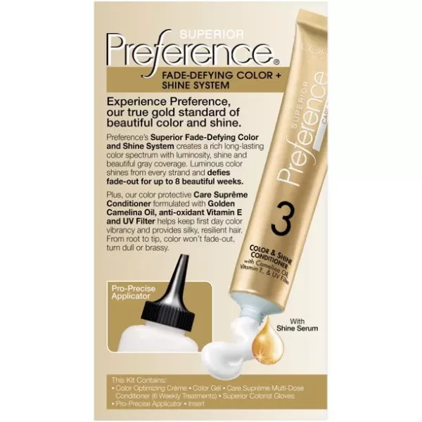 L'Oreal Paris Superior Preference Fade-Defying + Shine Permanent Hair Color, 9.5N Lightest Natural Blonde, Pack of 3, Hair Dye