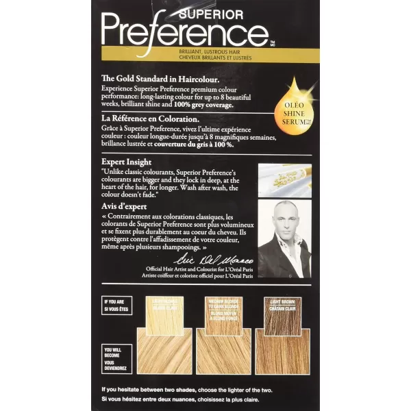 L'Oreal Paris Superior Preference Fade-Defying + Shine Permanent Hair Color, 9.5N Lightest Natural Blonde, Pack of 3, Hair Dye