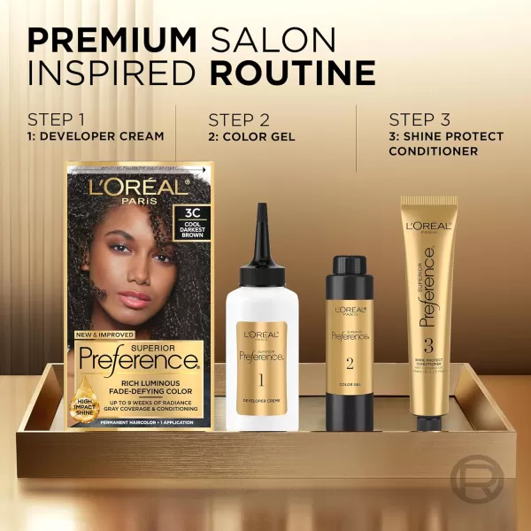 L'Oreal Paris Superior Preference Fade-Defying + Shine Permanent Hair Color, 9.5N Lightest Natural Blonde, Pack of 3, Hair Dye