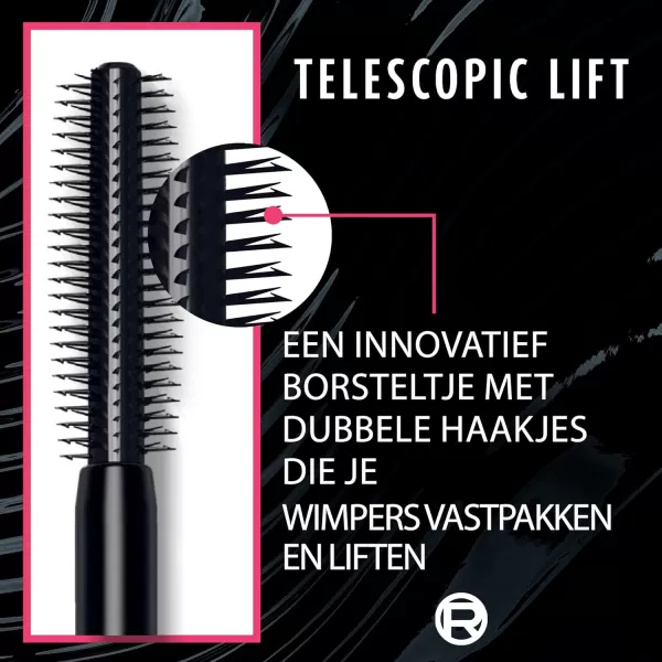 L’Oréal Paris Telescopic Lift Washable Mascara, Lengthening and Volumizing Eye Makeup, Lash Lift with Up to 36HR Wear, Black, 0.33 Fl Oz