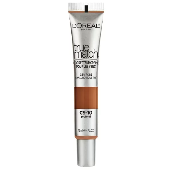 L’Oréal Paris True Match Eye Cream in a Concealer, 0.5% hyaluronic acid, Medium C5-6, 0.4 fl. oz.