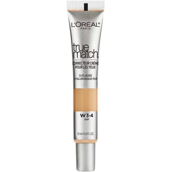 L’Oréal Paris True Match Eye Cream in a Concealer, 0.5% hyaluronic acid, Medium C5-6, 0.4 fl. oz.