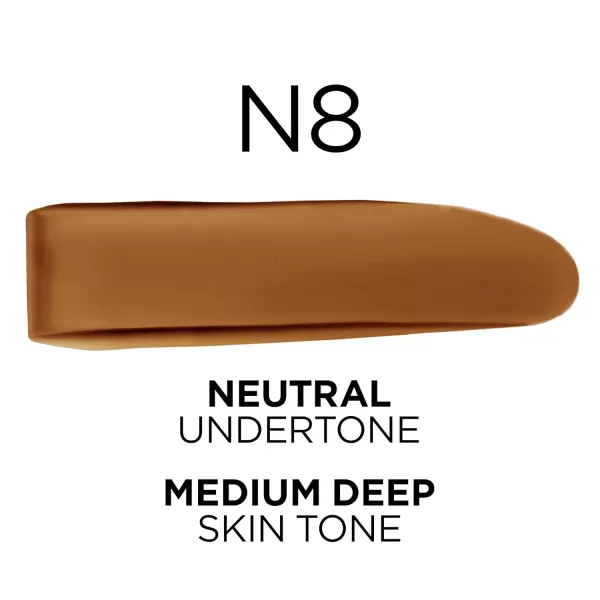 L'Oreal Paris True Match Super-Blendable Foundation, Medium Coverage Liquid Foundation Makeup, W8, Medium Deep, 1 Fl Oz