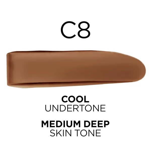 L'Oreal Paris True Match Super-Blendable Foundation, Medium Coverage Liquid Foundation Makeup, W8, Medium Deep, 1 Fl Oz
