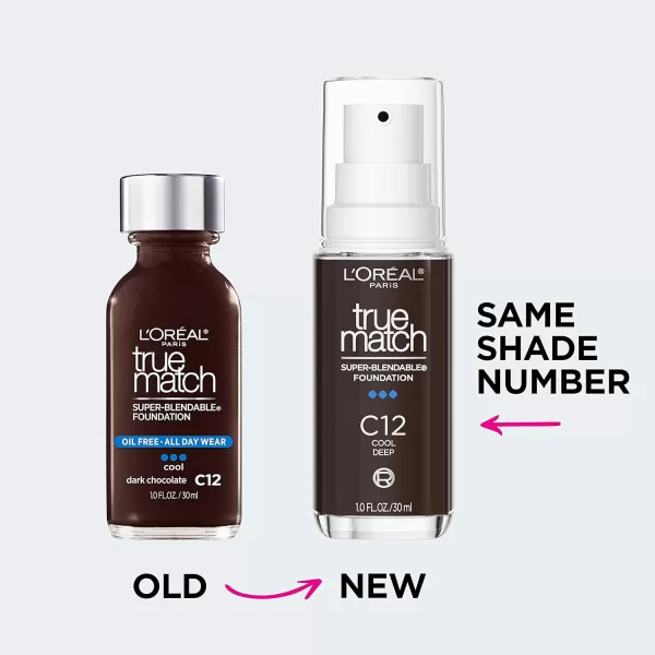 L'Oreal Paris True Match Super-Blendable Foundation, Medium Coverage Liquid Foundation Makeup, W8, Medium Deep, 1 Fl Oz