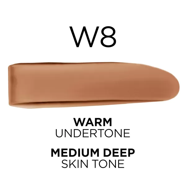 L'Oreal Paris True Match Super-Blendable Foundation, Medium Coverage Liquid Foundation Makeup, W8, Medium Deep, 1 Fl Oz