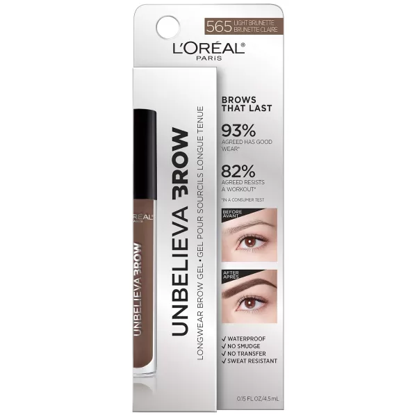L'Oreal Paris Unbelieva-Brow Longwear Eyebrow Topcoat, Waterproof, Smudge-resistant, Transfer- Proof, Quick Drying, Easy and quick application with precise brush, Universal Transparent, 0.15 fl. oz.